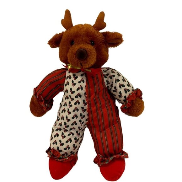 Vintage Christmas Reindeer Plush 12 Inch Stuffed Animal Toy Brown - Picture 8 of 9